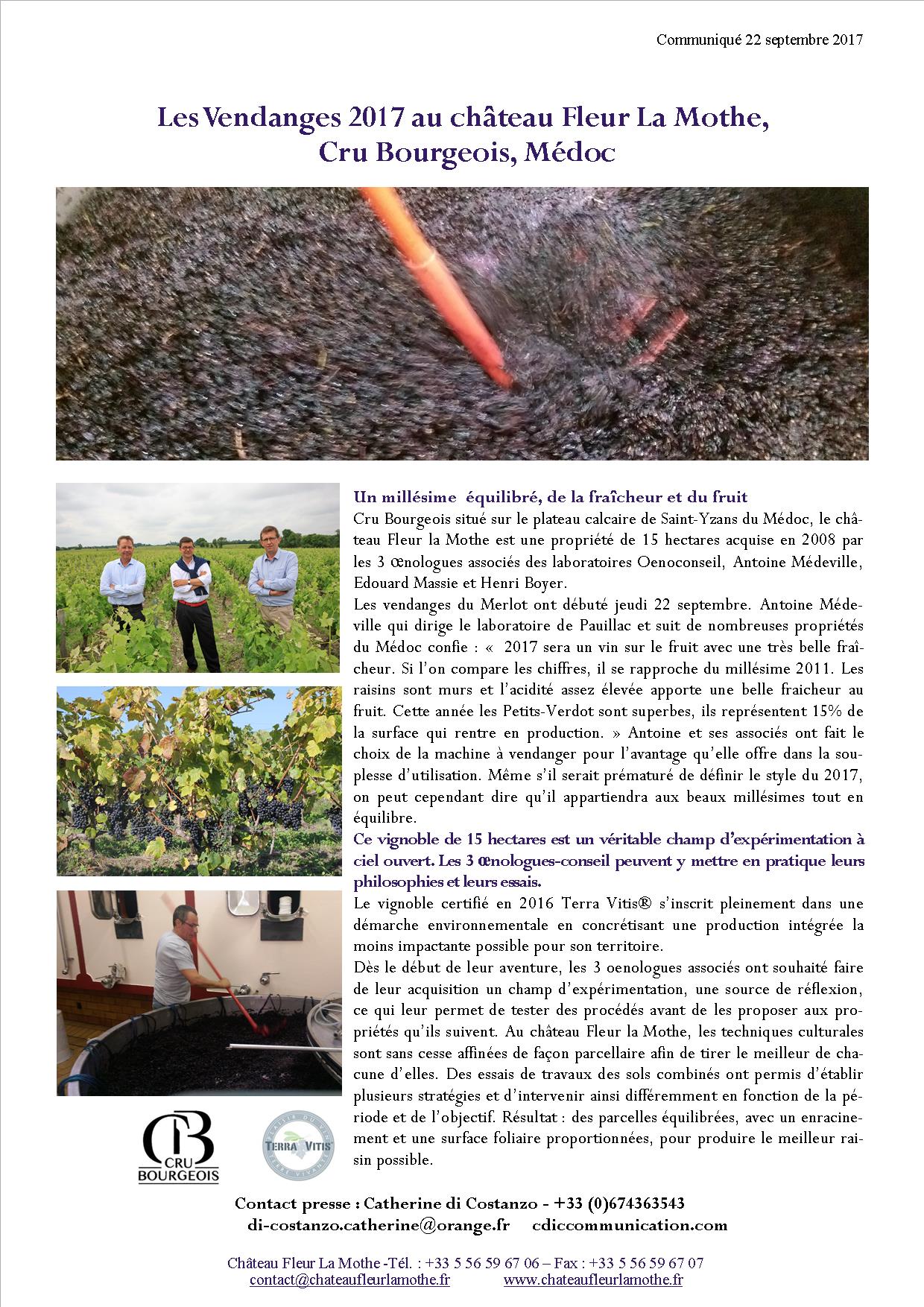 Vendanges 2017 Château Fleur La Mothe- Médoc